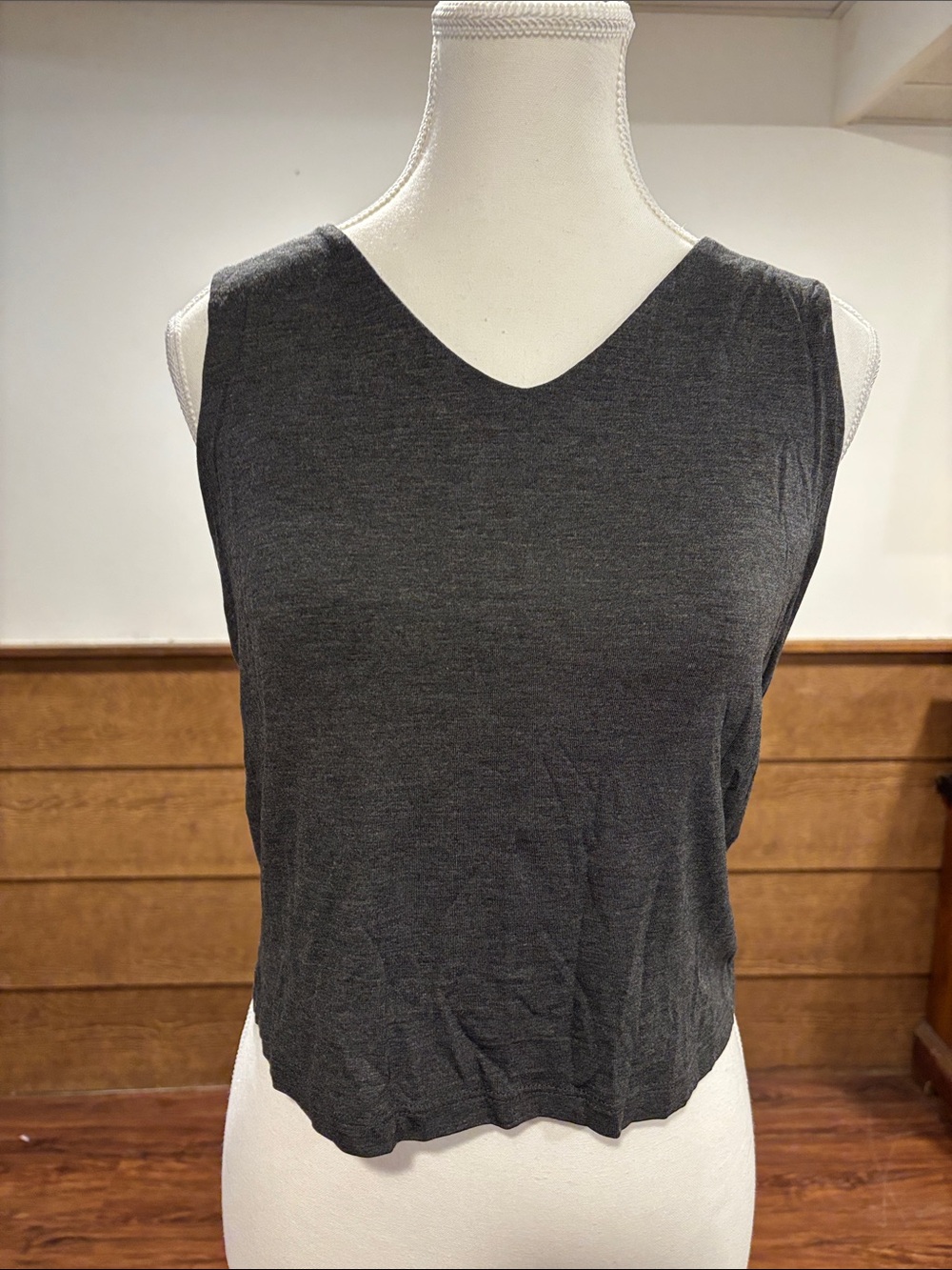 Women's Sleeveless V-Neck Tank Top - Charcoal